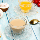 glass teacup with saucer